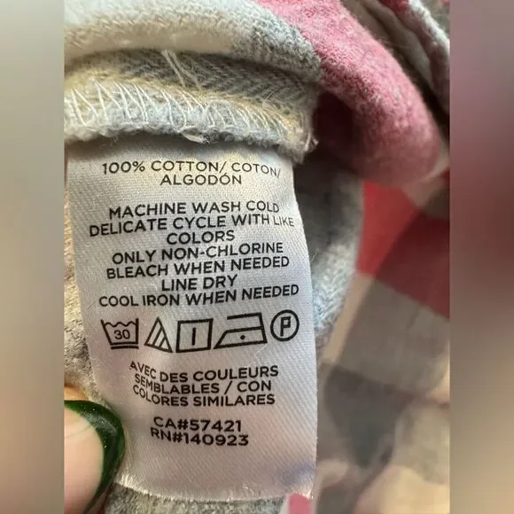 LOFT Pink & Red Plaid Cozy Shirt | Button-Up Flannel | Size Medium Fall Layering - Picture 8 of 8